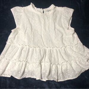 True Craft White Ruffle Blouse